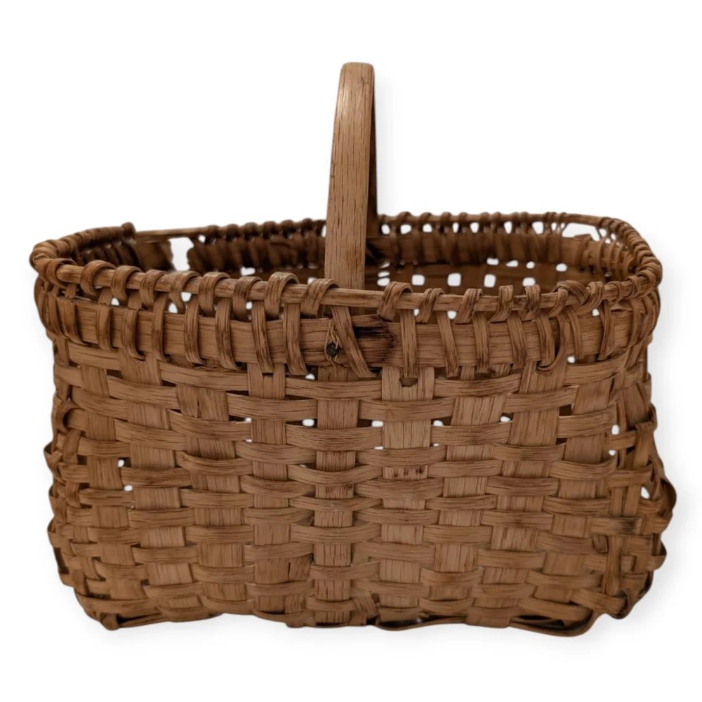 ANTIQUE Woven Americana Basket Farmhouse Storage Vintage 1920